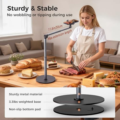 MoKo Overhead Tripod for iPhone, Heavy Duty Aluminum Overhead Phone Mount