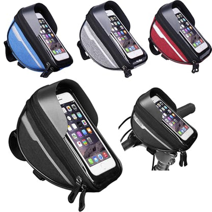 Hard Casing Bike Bag, Lightweight and Durable Waterproof Phone Holder in Black, Sensitive Touchscreen for Phones up to 6.4 inches, Perfect Bike Accessories - 7"x4" / 18x10 cm - color: Black