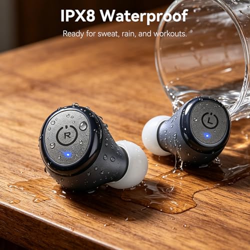 TOZO T10 Wireless Earbuds Powerful Bass Stereo Wireless Charging, APP, IPX8 - color: Matte Blue