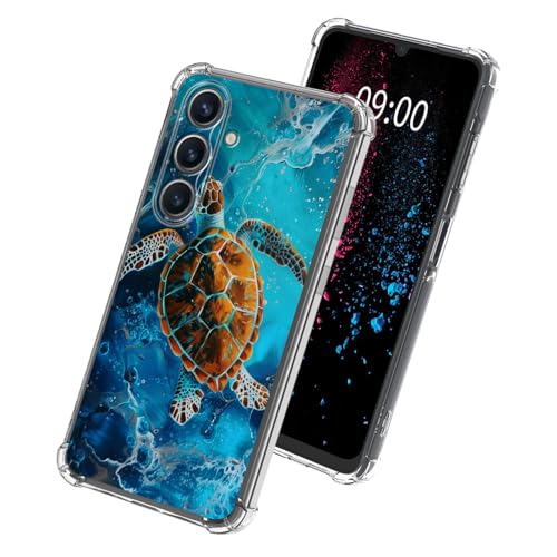 Blue Ocean Turtle Phone Case for Samsung Galaxy S24, Clear Soft TPU Case with Shockproof Corners Slim Transparent Protective Cover for Galaxy S24 - color: Blue Ocean Turtle, size: 6.2" Galaxy S24
