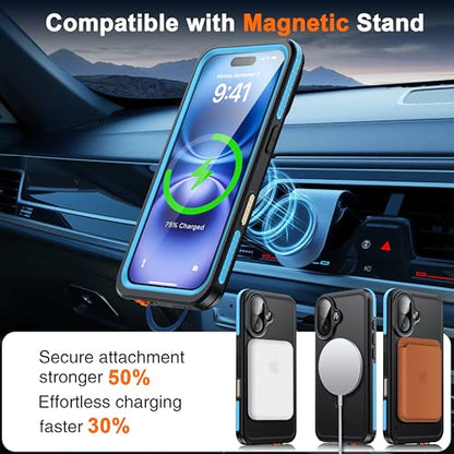 Oterkin Magnetic Stand for iPhone 17 Case Waterproof IP68, Blue - color: Blue, size: iPhone 17 6.3''
