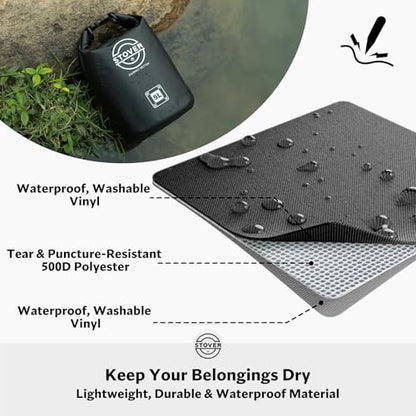 STOVER 5/10/25/30/40L Waterproof Dry Bag, Small Lightweight Roll Top Dry Bag Backpack w/Waterproof Phone Case, Kayaking, Travel, Hiking, Fishing, Tubing, Camping, the Beach, Men/Women (Black) - color: 5/10l Black, size: 5L