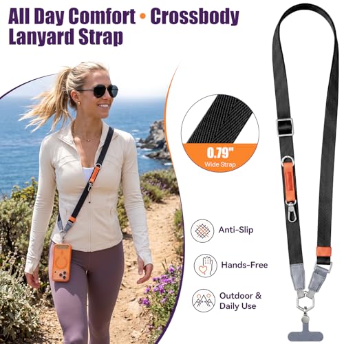 Phone Lanyard,Adjustable Anti-Theft Neck Strap,Black - color: Black