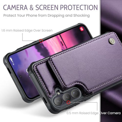 Kowauri for Samsung Galaxy S26 Case, PU Leather Wallet Case for Women Men with RFID Blocking Card Holder Slot Magnetic Closure Shockproof Protective Phone Cover for Samsung Galaxy S26 (Purple) - color: Purple