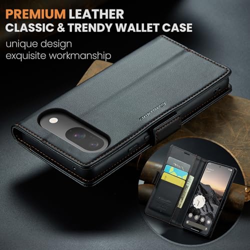 Wallet Case for Google Pixel 10/Google Pixel 10 Pro, Magnetic Flip Case with RFID Blocking Card Holder Kickstand for Women Men, Shockproof Durable Protective Phone Cover (Black) - color: Black