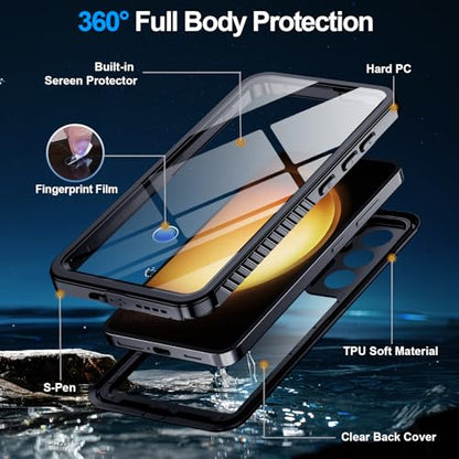 xiwxi for Samsung Galaxy S23 Plus Case Waterproof,[IPX8 Underwater Case][Full Body Shockproof & Military Dropproof] Clear Sound Quality Built-in Screen Protector for Samsung S23 Plus 6.6 inch-Black - size: For Samsung S23 Plus-6.6"