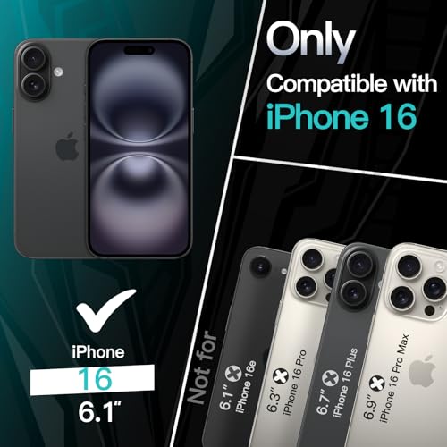 JETech Slim Case for iPhone 16, Black | Camera Lens Protection, Soft TPU Design, Matte Finish, Shockproof Protection - color: Black, size: iPhone 16