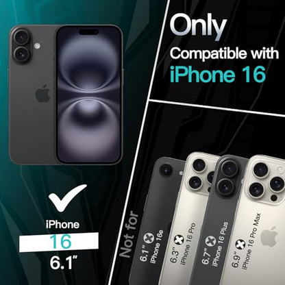 JETech Slim Case for iPhone 16, Black | Camera Lens Protection, Soft TPU Design, Matte Finish, Shockproof Protection - color: Black, size: iPhone 16