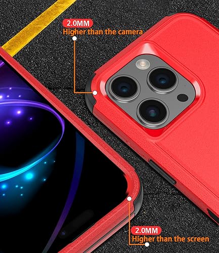Diverbox for iPhone 15 Pro Case [Shockproof] [Dropproof] [Tempered Glass Screen Protector ],Heavy Duty Protection Phone Case Cover for Apple iPhone 15 Pro 6.1 inch (Red) - color: Red