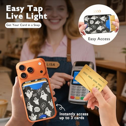 Compatible with Magsafe Wallet Magnetic Card Holder - Halloween Ghost Phone Wallets for Women Teen Girls Cute for iPhone 17/16/15/14/13/12 Series Slim for Apple Mag RFID Magnet,Fit 3 Cards - color: Ghost