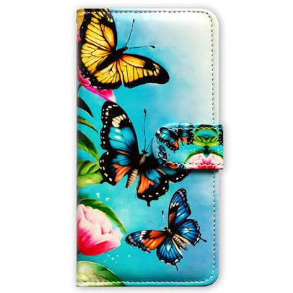 RFID Safe Case for iPhone 15 Pro Max,RFID Blocking,Blue/Gold Butterflies Leather Flip Phone Case Wallet Cover with Card Slot Holder Kickstand for iPhone 15 Pro Max - color: Blue/Gold Butterflies