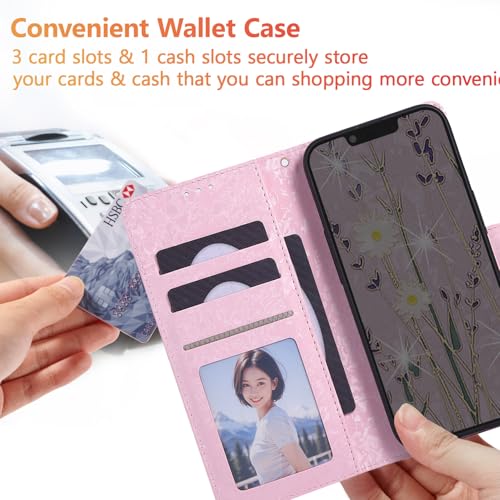 UEEBAI Wallet Case for Samsung Galaxy A37 5G, PU Leather Phone Cover Kickstand RFID Blocking Flip Case Card Slots Wrist Strap Relief Engraved Pattern Magnetic Closure Folio Cover - Pansy - color: Pansy, size: Samsung Galaxy A37 5G