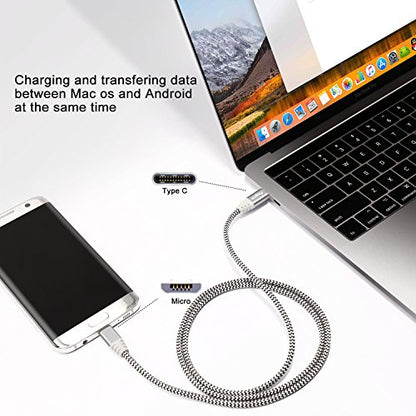 Fasgear USB C to Micro USB Cable, Gray, 6ft - color: Gray, size: 6ft