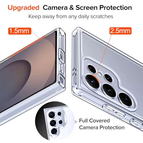 ivoler 3-in-1 Case for Samsung Galaxy S25 Ultra 5G 6.9” with 2 Pack Tempered Glass Screen Protector[Full Coverage], [Military Grade Protection] Slim Phone Bumper Cover Clear [Non-Yellowing]