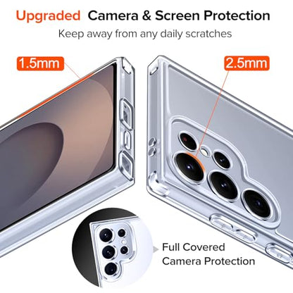ivoler 3-in-1 Case for Samsung Galaxy S25 Ultra 5G 6.9” with 2 Pack Tempered Glass Screen Protector[Full Coverage], [Military Grade Protection] Slim Phone Bumper Cover Clear [Non-Yellowing]