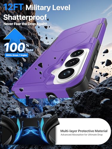 for Samsung Galaxy S26 Case Rugged Dual-Layer Shockproof Purple | Fit for Magsafe, Heavy Duty Military-Grade Protection, Matte Finish Scratch Resistant Anti-Fingerprint, S 26 Phone Case - color: Purple