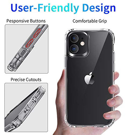 DEERLAMN Clear Case for iPhone 12/iPhone 12 Pro 6.1-Inch, Military Grade Drop Protection Anti-Scratch Transparent Ultra Slim Non-Yellowing Shockproof Protective Phone Cover - size: iPhone 12/12 Pro 6.1-Inch