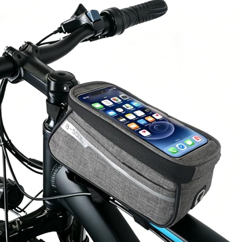 ZNH Bike Handlebar Bags - Bicycle Phone Front Frame Bag Bike Accessories | Sensitive Touch Screen Mount Cycling Pouch Waterproof & Quick Release with 1L Storage for Phone Under 7" Top-opening Design