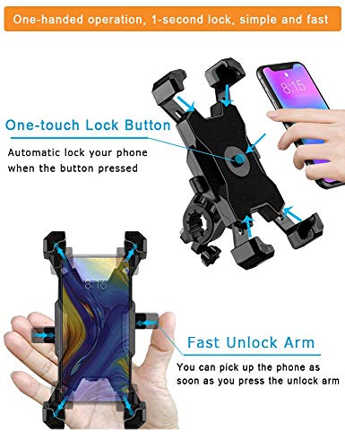 2026 Upgraded Bike Phone Mount, Easy Install and Quick Release Bicycle - Motorcycle Handlebar Phone Mount, Bike Phone Holder for iPhone and More 4.7-6.8 inch Cell Phone - size: Handlebar