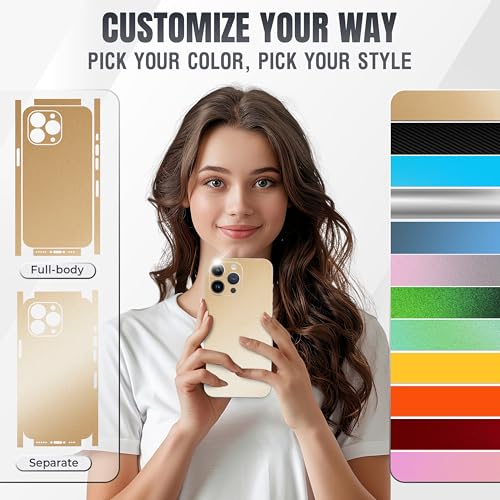 2Pcs Skin Wrap Compatible for iPhone 15 Pro – Slim Decal Vinyl Protective Film for Sides & Back – Sleek Fit, Premium Look – Compatible with All iPhone 15 Pro Cases - Desert Gold - color: Desert Gold