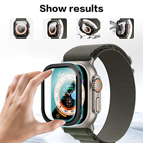 Suoman 2-Pack for Apple Watch Ultra 3/2/1 49mm Case, Waterproof Ultra-Thin Full Coverage Metal Tempered Glass Screen Protector Cover Case -Black - color: Black