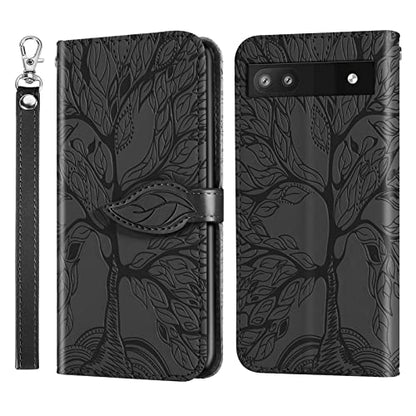 Wallet Case for Google Pixel 6A with Card Holder/Slot,PU Leather Folio Flip Shell [Kickstand][Magnetic Closure][Wrist Strap] Shockproof Cover Fit Google Pixel 6A, Black - color: Black, size: Google Pixel 6A