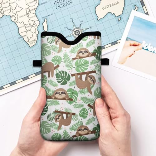 Cell Phone Sleeves Bag Case Crossbody Neoprene Holder Lanyard Phone Pouch for Women Men 7.5 X 4.5 Inches - Sloth - color: Sloth