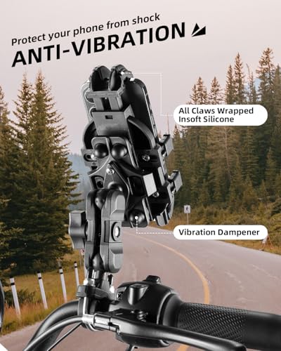 ROCKBROS Aluminum Motorcycle Bike Phone Mount with Vibration Dampener