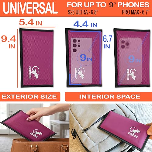 Gecko Travel Tech Faraday Bag Anti-Tracking GPS RFID Car Key Signal Blocker Wallet Shielding Pouch Protective Case for Cell Phone Car Key FOB, Data Privacy, Electronic Device Security (PINK - NYLON) - color: PINK - NYLON