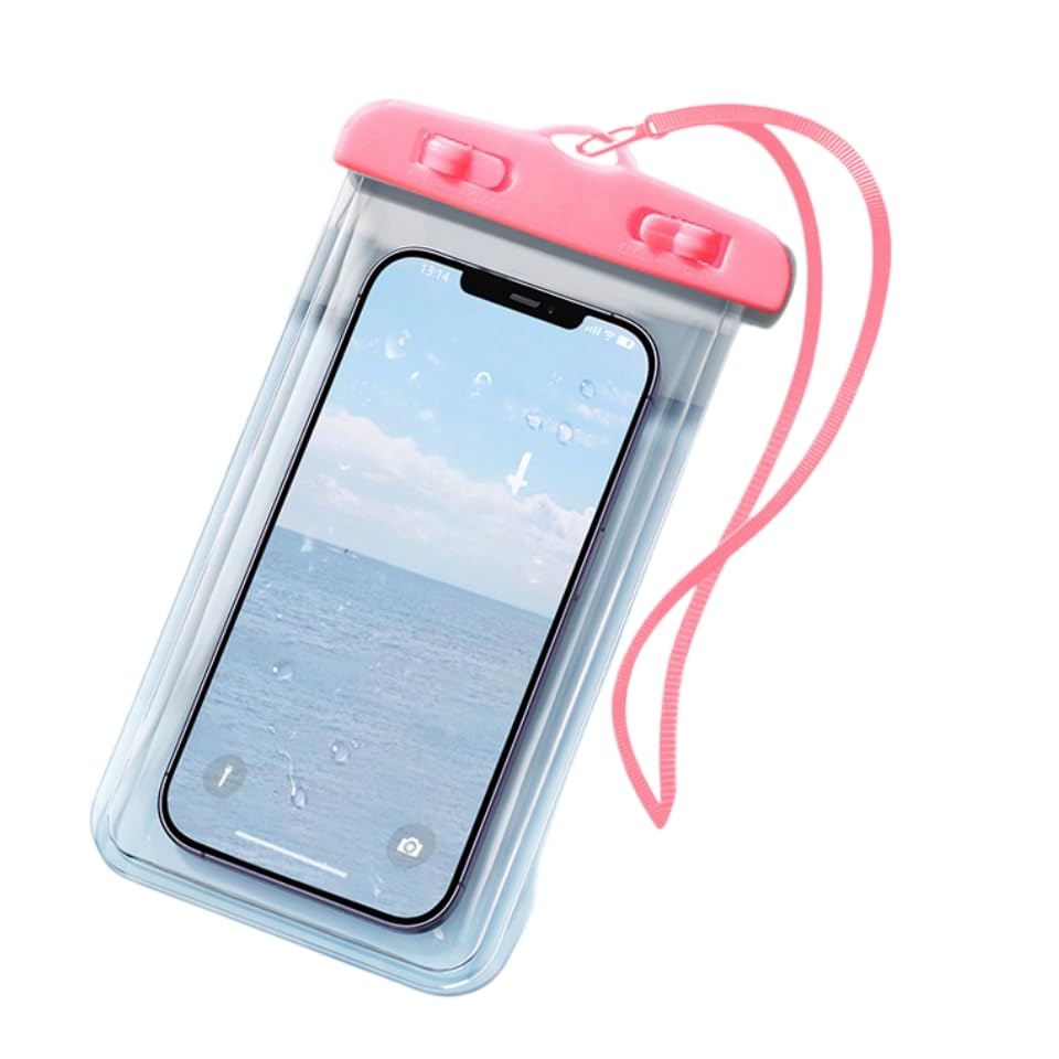 Waterproof Phone Pouch – Touchable Dry Bag for Swimming, Rafting, Diving – Floating Case for Takeaway Rider, Delivery Driver, Kayak, Boat – Universal 7.0" (Pink) - color: Pink