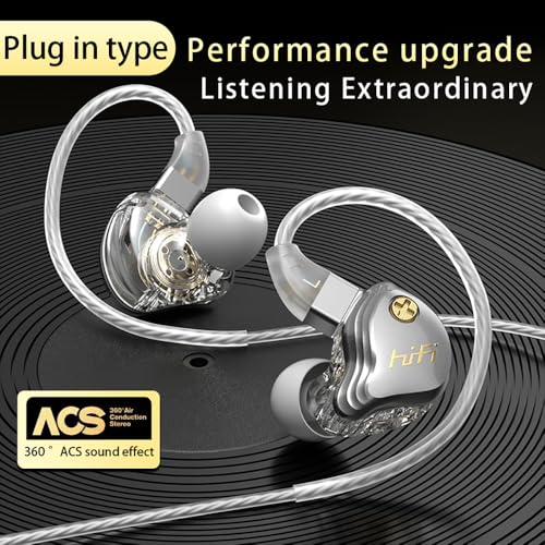 3.5mm Wired IEM Earbuds with Mic, 10mm Driver, Detachable Cable - color: Silver, size: 3.5mm
