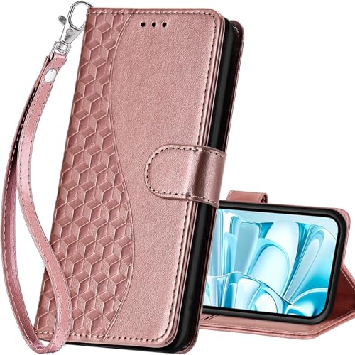 for iPhone 16 Wallet case, Rose Gold | 3 Card Holders, Kickstand, Shockproof TPU Shell, PU Leather, Magnetic Closure, Protective Flip Folio Cover, Women - color: 5