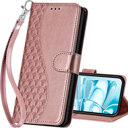for iPhone 16 Wallet case, Rose Gold | 3 Card Holders, Kickstand, Shockproof TPU Shell, PU Leather, Magnetic Closure, Protective Flip Folio Cover, Women - color: 5