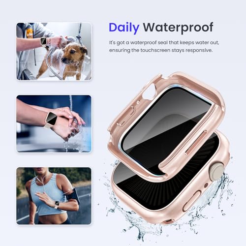 Goton Privacy Waterproof Case for Apple Watch Series 11/10 42mm - color: Rose Gold, size: 42 mm