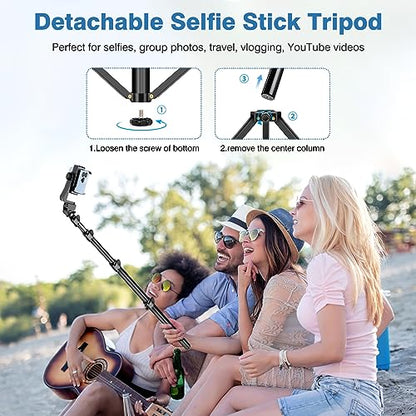 70" Phone Tripod with Remote & Holder, Portable Cell Phone Stand - size: 70 inch