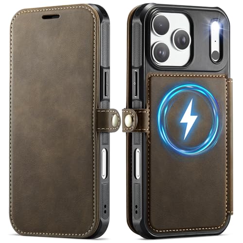 for iPhone 17 Pro Max Slim Case Wallet Wireless Charging, Brown - color: Brown, size: iPhone 17 Pro Max - 6.9"