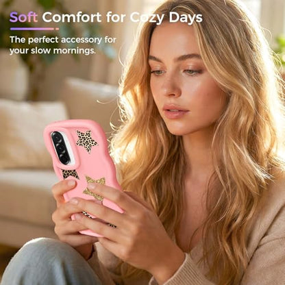for Galaxy A36 Phone Case, Wavy Soft TPU, Pink-Leopard Star | Wavy Frame Design, Soft Slim TPU, Full Camera Lens Protection, Shockproof Phone Cover - color: Pink-Leopard Star, size: Samsung A36