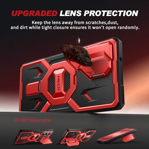 TONGATE Magnetic Stand for Samsung Galaxy S26 Ultra Case, Compatible with Magsafe, [Camera Cover & 2 Front Frames][Military Drop Protection] S26 Ultra Case Built-in Screen Protector & Belt Clip, Red - color: Red