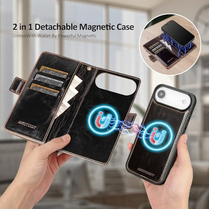 Antsturdy Compatible with MagSafe iPhone 17 Air Wallet Case,Coffee - color: (Detachable with Magsafe)-Coffee