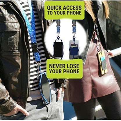Gear Beast Cell Phone Lanyard - Mobile Phone Lanyard with Case Holder, Card Pocket, Soft Neck Strap, and Detachable Clip - Compatible with iPhone, Galaxy, & Most Smartphones - Skiing - color: Blue