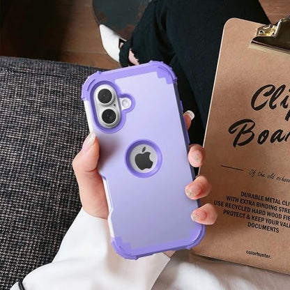 IDweel for iPhone 17 Case with Screen Protector, 3 in 1 Shockproof Slim Fit Hybrid Heavy Duty Hard PC Cover Soft Silicone Bumper Full Body Anti-Fingerprint Case, Purple - color: Purple