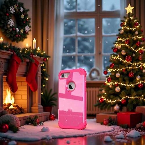 IDweel for iPhone 8 Case & for iPhone 7 Case with Screen Protector(Tempered Glass),3 in 1 Shockproof Hybrid Heavy Duty Hard PC Cover Soft Silicone Sturdy Bumper Full Body Sturdy Case,Glitter Rose Red - color: Glitter Rose Red