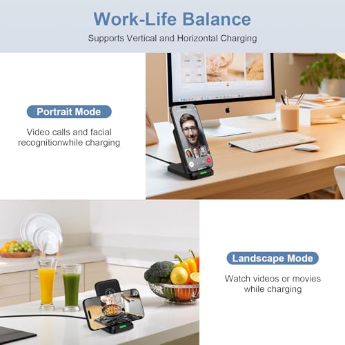 Samsung Wireless Charger Fast Charging Stand Desk Phone Station for Android Samsung Galaxy S26 Ultra/S25/S24/S23/S22/S21,15W Fast Wireless Charger Pad for Motorola Edge 2025/G Stylus 5G/G Power 2025 - color: Black
