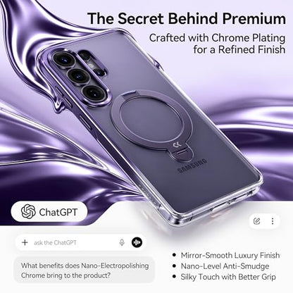 CASEKOO Glossy Purple 26U Case with 360 Spin Magnetic Stand,Fit for MagSafe | 360 Spin Magnetic Stand, Fit for MagSafe, 18FT MIL-STD Protection, Invisible Ring Holder Phone Case - color: Purple