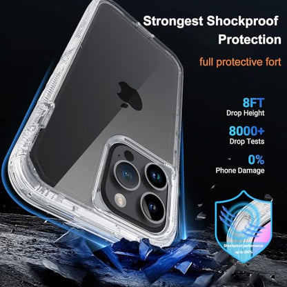 for iPhone 14 Pro Max Clear Case with 2 Screen Protector,[Not Yellowing] Military Grade Drop Protection Thick Anti-Fall Transparent Heavy Duty Shockproof Phone Cover 6.7"(Clear) - color: Clear