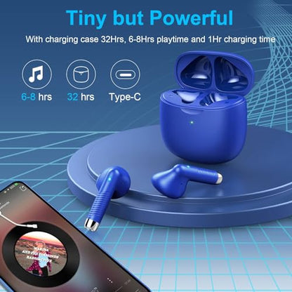 Wireless Earbuds, Bluetooth 5.4 Earbuds Stereo Bass, Bluetooth Headphones - color: Glossy Blue