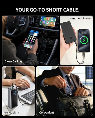 2-Pack 1ft 240W USB C to C Cable, CarPlay Auto Connection - color: Grey, size: 1 ft (12 in)