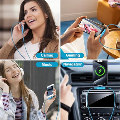 USB C to 3.5mm Headphone and Charger Adapter,2in1 USB C to Aux Jack Adapter - color: blue