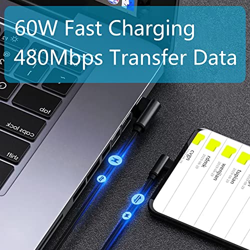90 Degree USB C Power Data Cable 3FT, 60W PD Fast Charging & 480Mbps Dat - style: USB C Male to Male (1M/3FT)