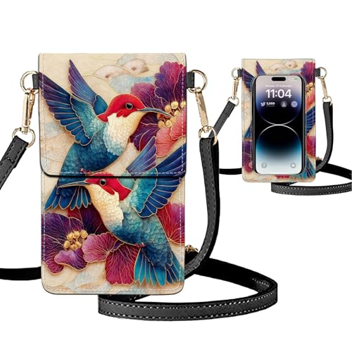 Small Crossbody Bags for Women Touchscreen Cell Phone Bag Cross Body Purses with adjustable Strap,Gifts For Teenage Girls - color: Hummingbirds